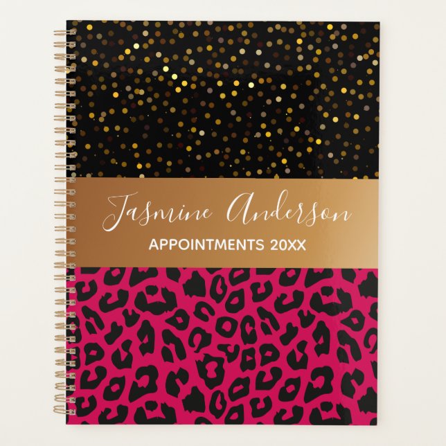 motif Leopard rose noir Parties scintillant or 202 (Devant)
