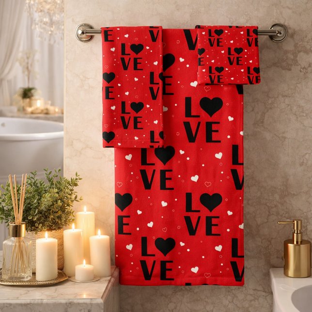 Motif LOVE Rouge avec Emblèmes de Cœur (Créateur téléchargé)