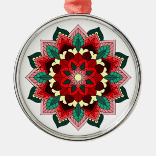Motif Mandala 02 en ornement métallique rouge