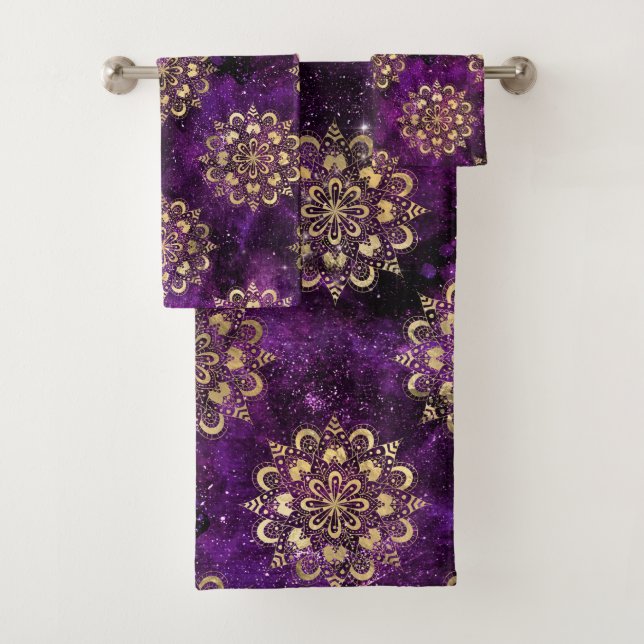 Motif Mandala Dharma Galaxie Or & Violet (En situation)