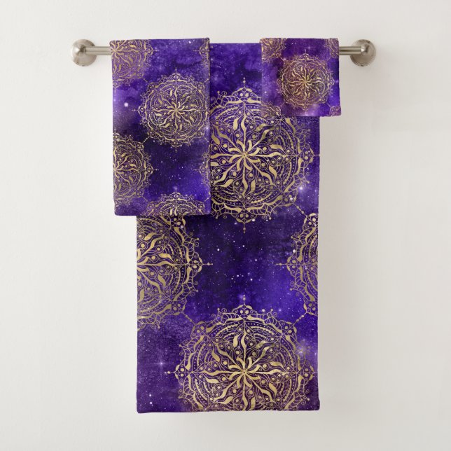 Motif Mandala Dharma Galaxie Or & Violet (En situation)