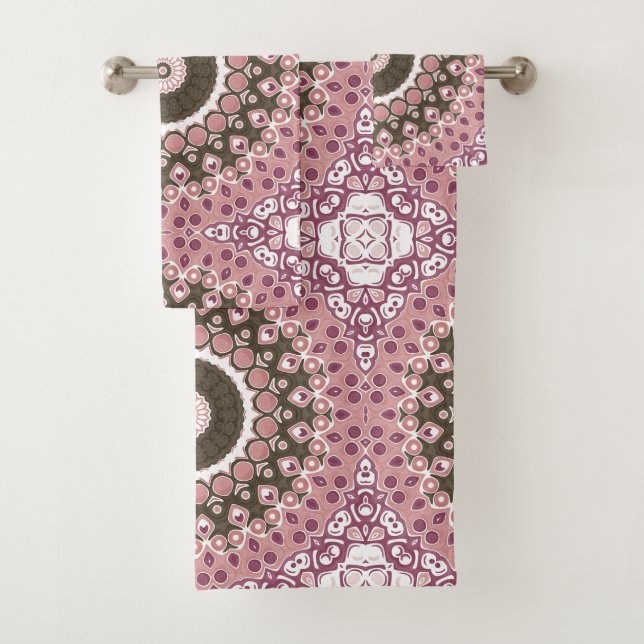 Motif Mandala Rose et Chocolat Géométrie Florale (En situation)