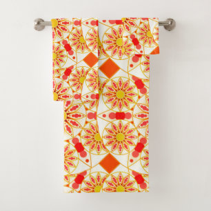 Motif Mandala, Rouge brique, Rouille, Or