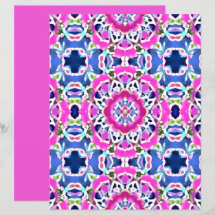 Motif mandala Tie Dye en denim bleu et rose