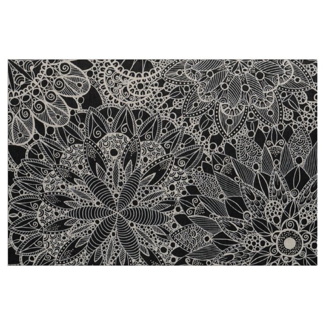 Motif Mandala Tissu Noir (Yard)