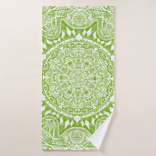 Motif Mandala vert (Serviette de bain)