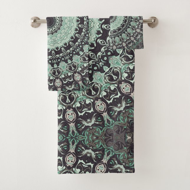 Motif Mandala Vert Menthe et Charbon (En situation)