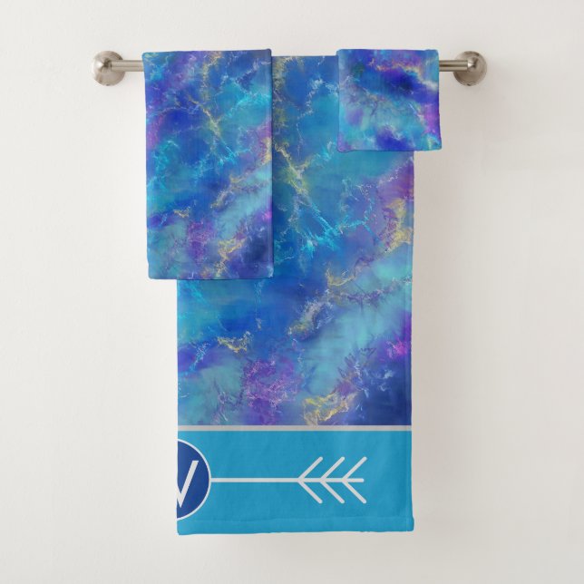 Motif Marbre Bleu Avec Monogramme  (En situation)