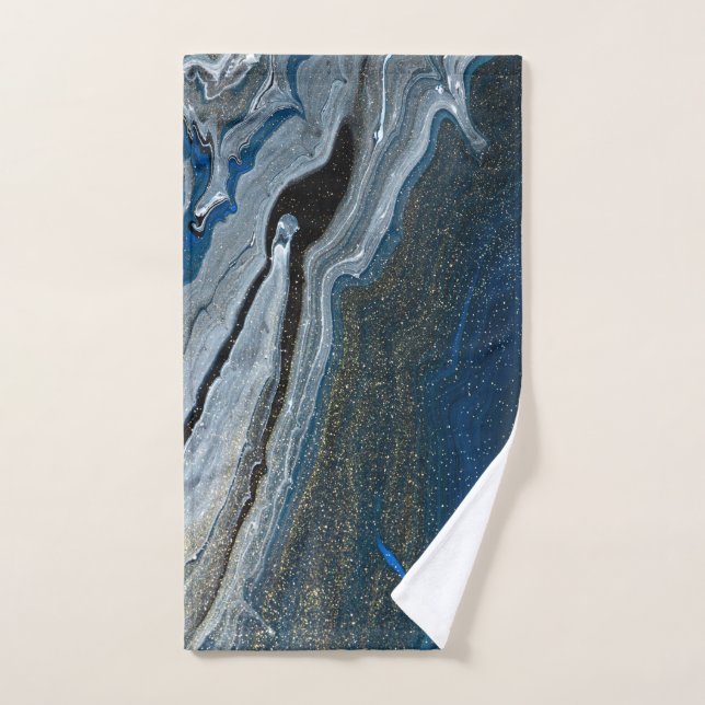 Motif Marbre Bleu Foncé Tendance (Serviette à main)