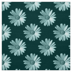 Motif marguerite - Tissu vert foncé