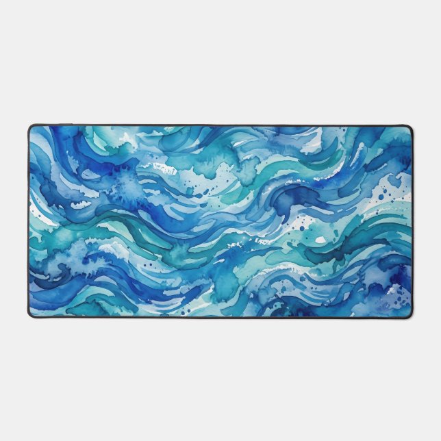 Motif Marin Aquarelle Bleu Sarcelle (Recto)