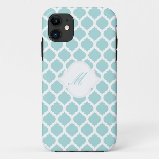 Motif marocain bleu avec Monogram iPhone 5 Coques (Dos)
