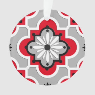 Motif marocain en tuiles - Gris et Rouge