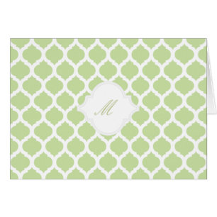 Motif marocain vert avec cartes Monogram Note