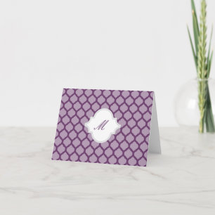Motif marocain violet avec cartes Monogram Note