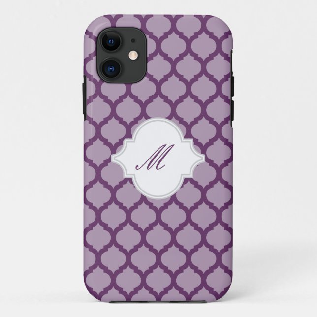 Motif marocain violet avec Monogram iPhone 5 Coque (Dos)