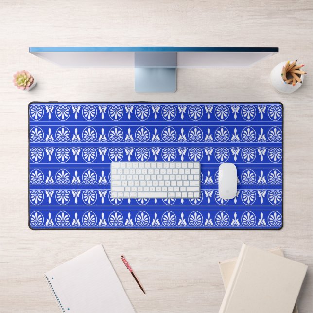 Motif méditerranéen grec Arabesque bleu (Bureau 1)