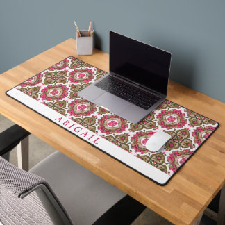 Motif méditerranéen rose olive et magenta    