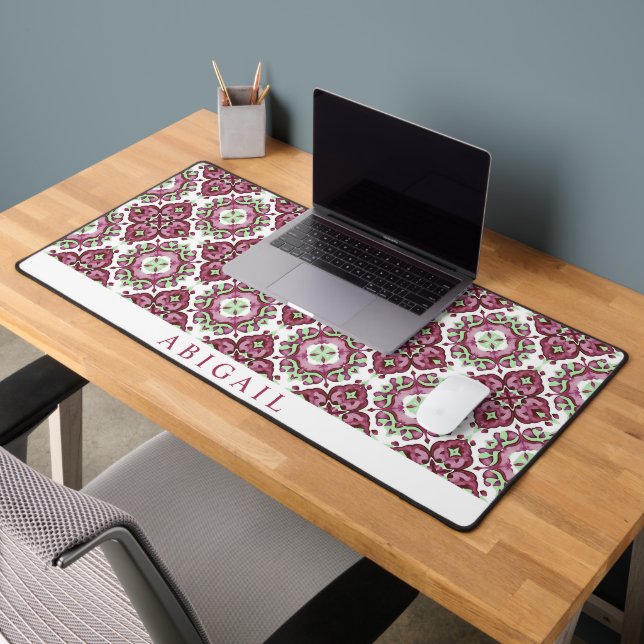 Motif méditerranéen violet et vert menthe     (Bureau 2)