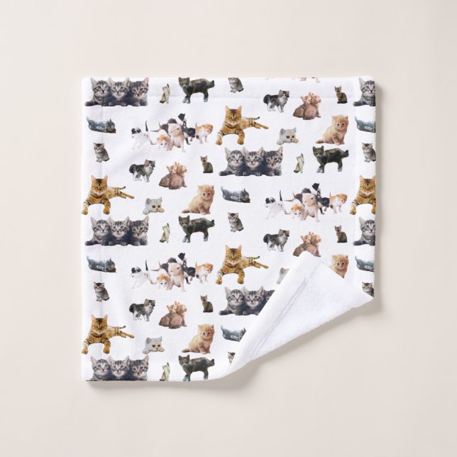 Motif mignon avec des photos de Chats et chatons (Gant de toilette)