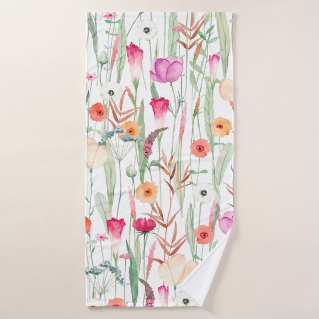 Motif mignon sans soudure avec différentes fleurs  (Serviette de bain)