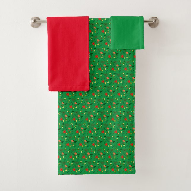 Motif mini fleur sauvage rouge vert  (En situation)