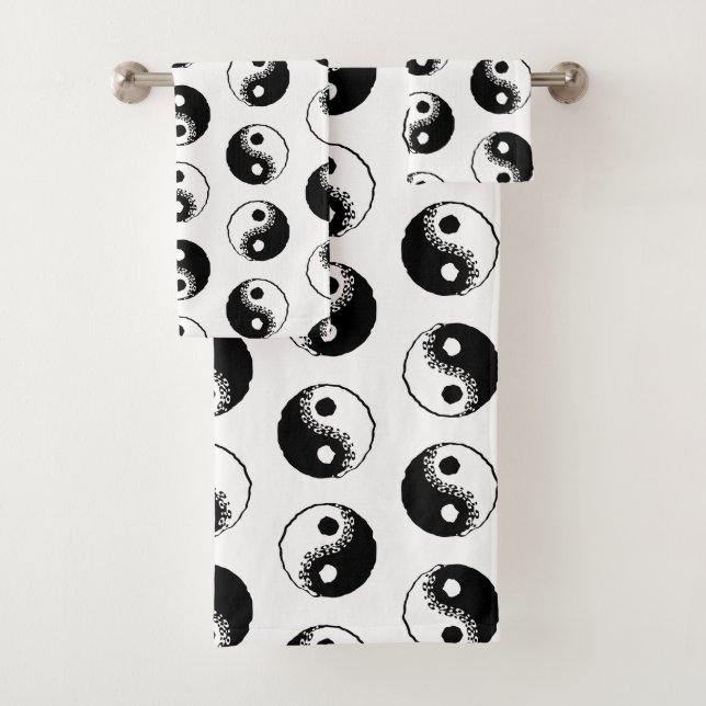 Motif minimaliste Yin Yang noir et blanc moderne (En situation)