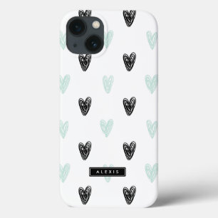Motif Mint & Black Hearts coque ipad personnalisé