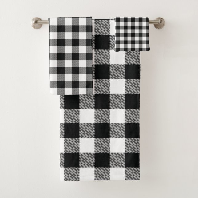 Motif moderne à carreaux de buffle noir et blanc (En situation)