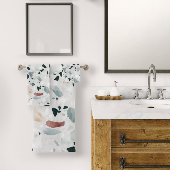 Motif moderne Abstrait Terrazzo (Modern Abstract Terrazzo Pattern Bath Towel Set by Looly Elzayat)