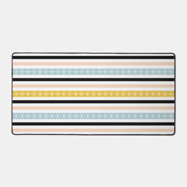 Motif moderne bleu jaune noir blanc rayures (Recto)