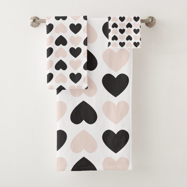 Motif moderne Blush Rose Black Love Hearts (En situation)