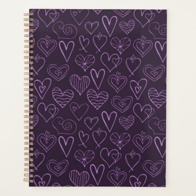 Motif moderne de coeur foncé violet (Devant)