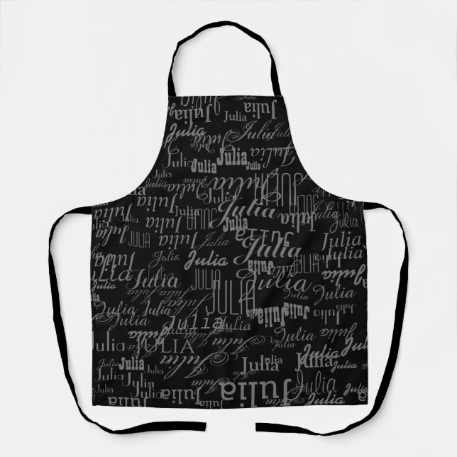 motif moderne de noms sur tablier noir (Recto)