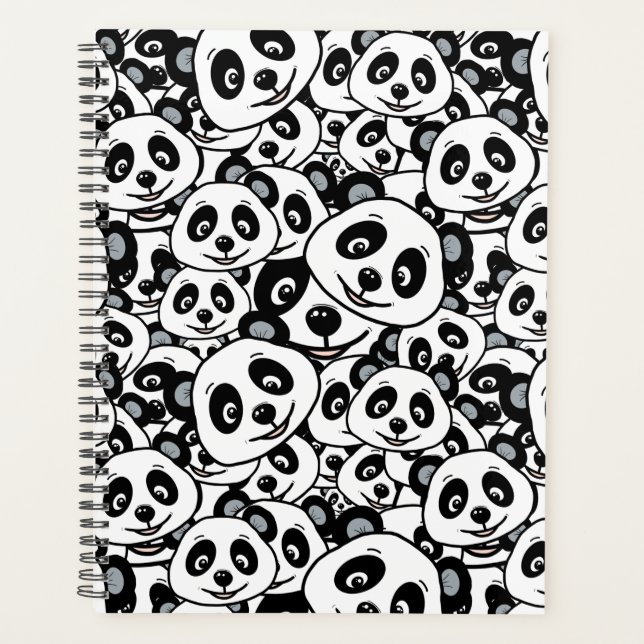 Motif moderne d'ours panda mignon en noir et blanc (Devant)