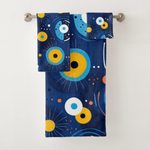 Motif moderne Evil Oeil bleu marine BOHO