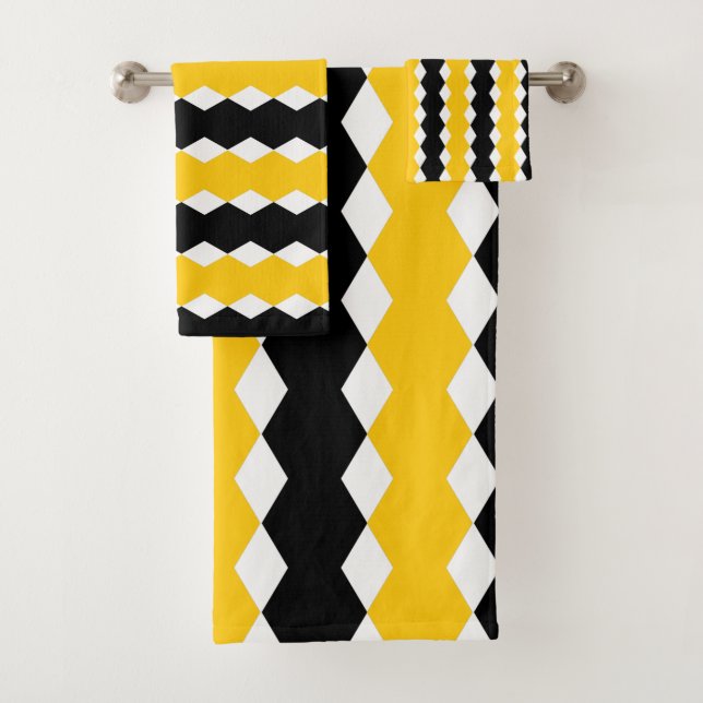 Motif moderne funky géométrique noir et jaune (En situation)