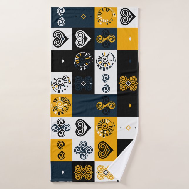 Motif moderne géométrique tendance jaune (Serviette de bain)