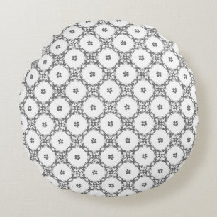 Motif moderne Graphite Damask Coussin rond