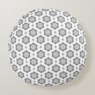 Motif moderne Graphite Damask Coussin rond