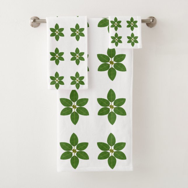 Motif moderne Green Bay Leaf sur blanc (En situation)