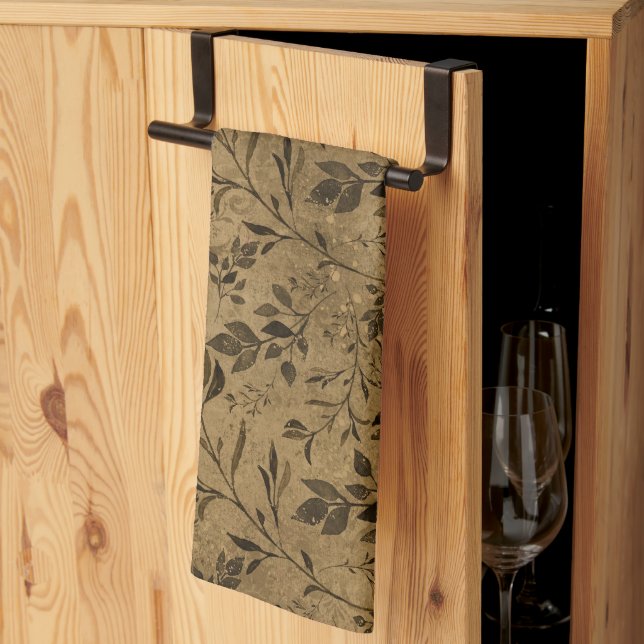 Motif moderne Grunge Leaf - Serviette de cuisine (Pliage en tiers)