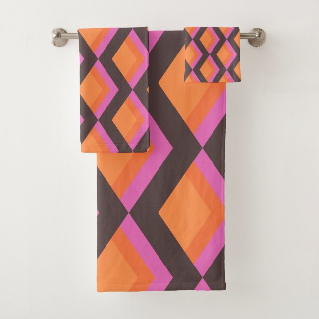 Motif moderne mi-siècle moyen en rose et Brown (En situation)