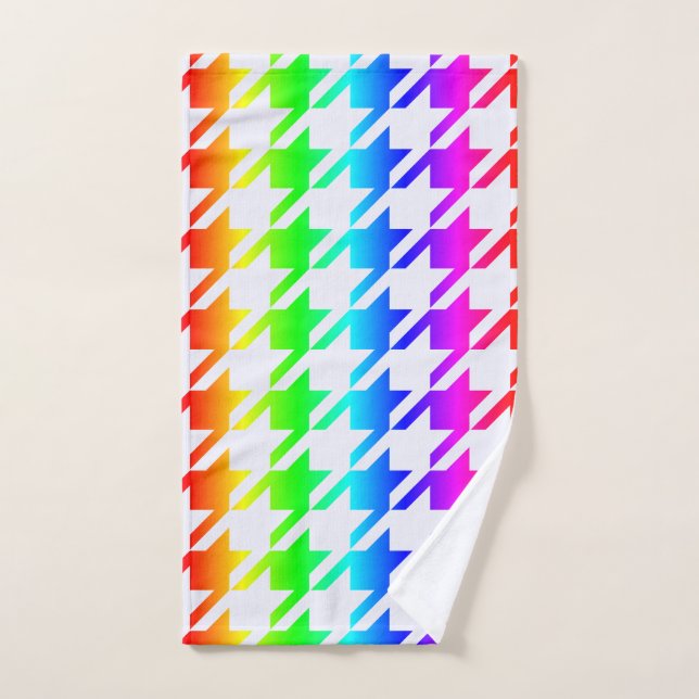 Motif moderne Rainbow Ombre Houndstooth (Serviette à main)