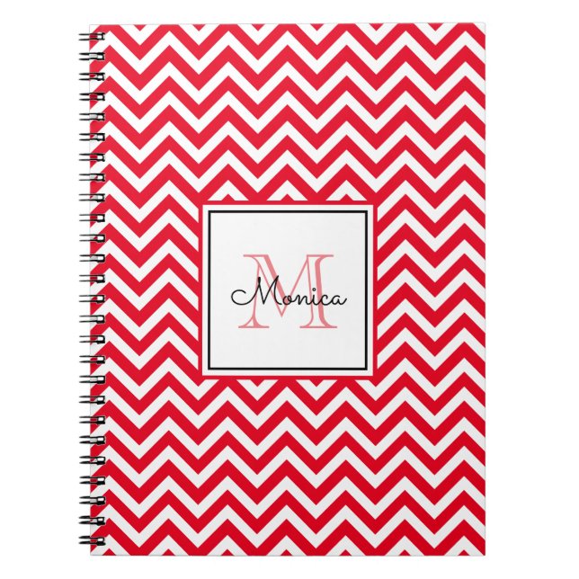 Motif moderne Red Chevron avec Carnet Monogram (Devant)