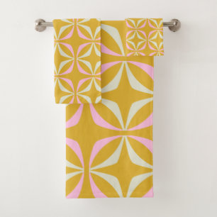 Motif moderne rétro jaune et rose du milieu du si