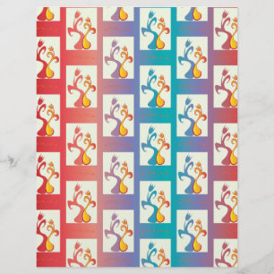 Motif moderne rouge, violet et bleu Tulip Couple