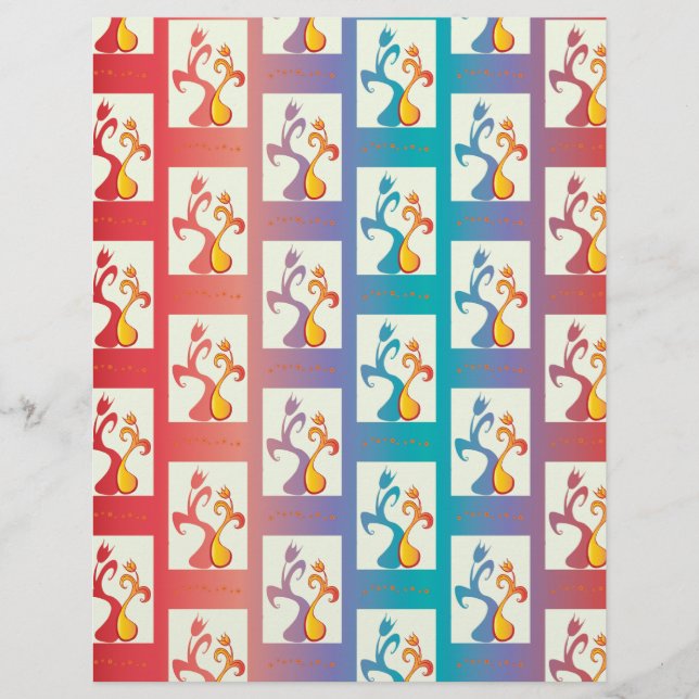 Motif moderne rouge, violet et bleu Tulip Couple (Devant)