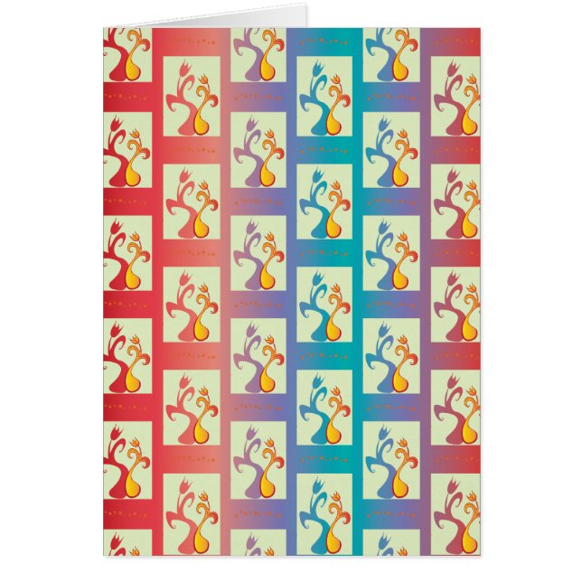 Motif moderne rouge, violet et bleu Tulip Couple (Devant)