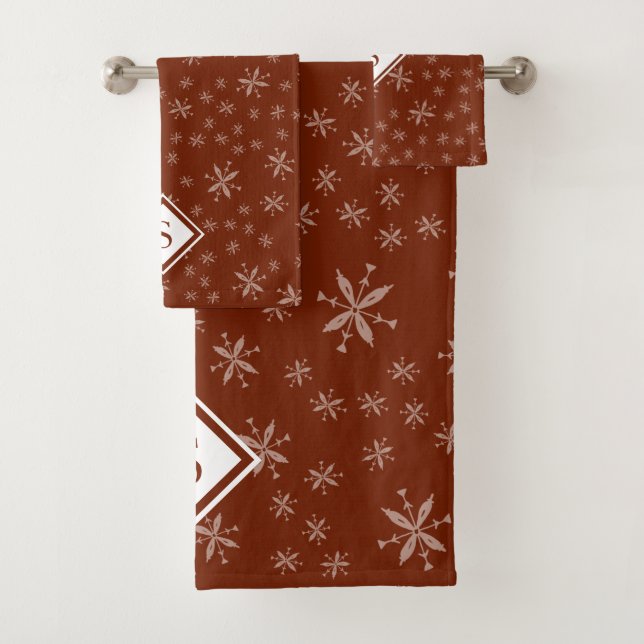 Motif moderne Snowflake sur Red Monogramme (En situation)